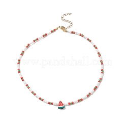 Collares de cuentas de frutas de arcilla polimérica hechos a mano con tema de verano&nbsp;NJEW-JN04157