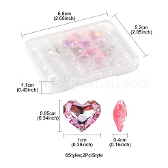 12 Stück 6 Farben Glas Strass Cabochons&nbsp;RGLA-FS0001-21