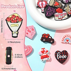 15 Stück 15 Stile Valentinstag Lebensmittelqualität Silikon Fokalperlen&nbsp;SIL-YW0002-56
