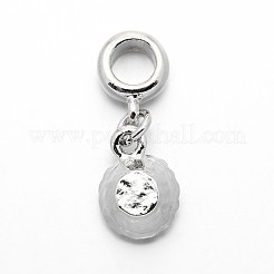 Pendenti rotondi piatti pendenti europei pendenti foro largo europeo strass smalto lega platino&nbsp;MPDL-E023-01B