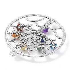Pendentifs en puces de pierres précieuses mélangées 7 chakra&nbsp;PALLOY-JF02406-03