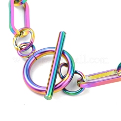 Bracelets unisexes à chaîne trombone en acier inoxydable 304 avec placage sous vide PVD&nbsp;BJEW-H541-03A-MC