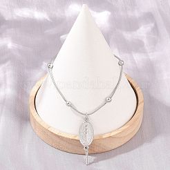 Braccialetti con ciondoli in acciaio inossidabile 304 stile rosario cattolico&nbsp;SA-CBA7739-01P