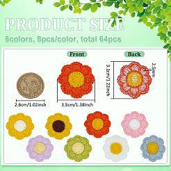 64 Stück 8 Farben Blumen Polyester Bekleidungszubehör&nbsp;DIY-FG0008-54