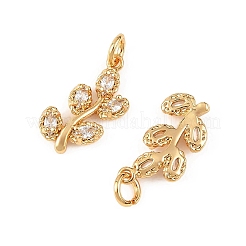 Breloques en laiton Shegrace avec micro-pavé de zircone cubique transparente&nbsp;XGRQ4N723-716G