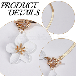 Fußkettchen aus Legierung und Kunststoff mit weißen Blumenanhängern für Damen&nbsp;AJEW-WH20080-95A