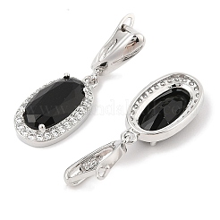 Ovale Ohrstecker aus Messing mit Pavé-Zirkonia für Damen&nbsp;EJEW-I304-24P-11