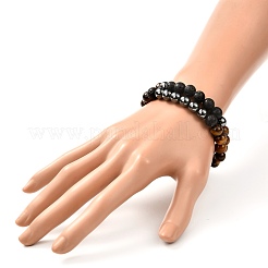 Stretch-Armband-Set aus natürlichem Tigerauge&nbsp;BJEW-JB07030