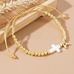 Braccialetti di perline intrecciate con perline rotonde in ottone&nbsp;VB3830-1