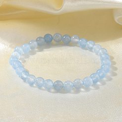 Bracelets extensibles en perles de jade blanches naturelles et teintes&nbsp;BJEW-K212-A-018