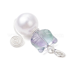 Décorations suspendues en perles acryliques et en verre imitant un chat&nbsp;HJEW-JM02953