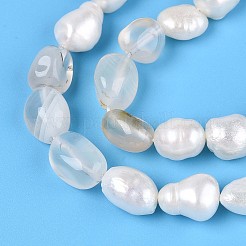 Pépites d'agate de fleur de cerisier naturelle et brins de perles de culture d'eau douce naturelles&nbsp;PEAR-N023-01A-05