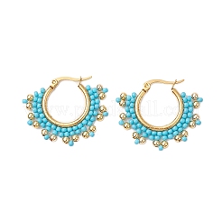 Boucles d'oreilles créoles en perles de verre et acier inoxydable 304&nbsp;EJEW-MZ00337