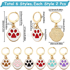 1 ensemble de marqueurs de points de verrouillage en alliage émaillé avec pendentif en forme de patte de chat&nbsp;HJEW-SC0001-59