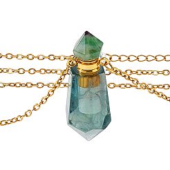 1 pendentif en forme de flacon de parfum en fluorite naturelle à facettes&nbsp;NJEW-FH0001-24