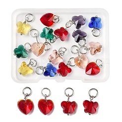 16 Stück facettierte transparente Glasanhänger in 8 Farben.&nbsp;GLAA-FP0001-14