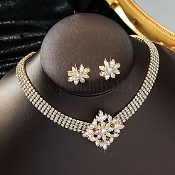 Ensembles de colliers et boucles d'oreilles à chaîne en alliage micro pavé de zircones cubiques&nbsp;WGE92C8-02