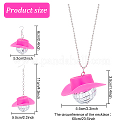 6 paio di tappi in plastica con orecchini pendenti con sfera da discoteca in vetro e collana con ciondolo 1 pezzi&nbsp;SJEW-AN0001-10