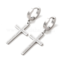 Boucles d'oreilles créoles en acier inoxydable 304 avec strass en argile polymère&nbsp;EJEW-G453-11P-02