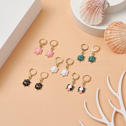 5 paio di orecchini leberback pendenti con tartaruga smaltata in lega di 5 colori&nbsp;EJEW-JE05134