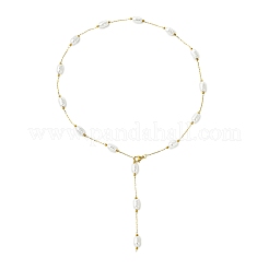 Colliers en acier inoxydable 304 et plastique ABS avec pompon de perle pour femmes&nbsp;NJEW-JN06290-02