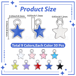 270pcs 9 Farben Legierung Emaille Charms&nbsp;ENAM-SC0007-72