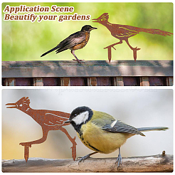 Sculptures d'oiseaux en fer rouillé piquets de jardin&nbsp;AJEW-WH20141-13C