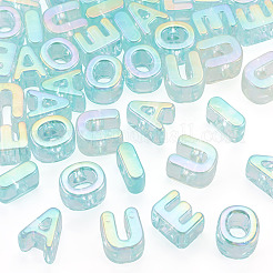 50 pièces 5 styles placage uv arc-en-ciel perles acryliques irisées&nbsp;OACR-TA0004-93A