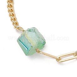 Braccialetti con maglie in quarzo naturale con prisma esagonale elettrolitico&nbsp;BJEW-JB10753-01