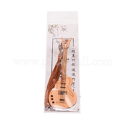 Gitarren-Bambus-Lesezeichen mit Quasten für Buchliebhaber&nbsp;AJEW-WH0034-38
