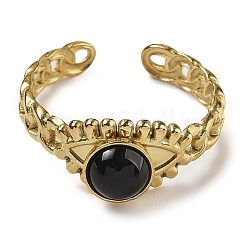 Anillos de dedo de ágata negra teñidos y calentados de forma natural&nbsp;RJEW-U027-01G-07