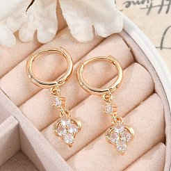Orecchini a monachella in ottone con micro pavé di zirconi chiari&nbsp;EJEW-K300-14G
