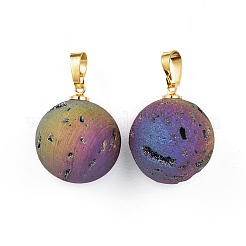 Galvanisieren natürliche Druzy Geode Achat Anhänger&nbsp;G-L479-38A-G