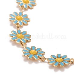 Collier chaîne à maillons marguerites en émail&nbsp;NJEW-P220-01G-06