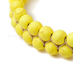 Bracciali di perline intrecciate in turchese sintetico rotondo&nbsp;BJEW-JB11160