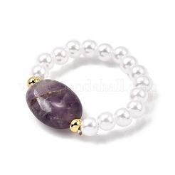 Stretchringe aus natürlichen Amethystperlen für Damen&nbsp;RJEW-JR00914