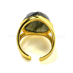 Anelli a polsino aperti con labradorite naturale a goccia&nbsp;RJEW-C087-01G-05