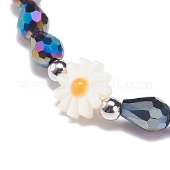 Set di braccialetti elasticizzati con perline a goccia in vetro e fiore in conchiglia naturale da 5 pz 5 colori per donna&nbsp;BJEW-JB08804