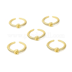 Anello a polsino aperto con lettera iniziale in zirconia cubica trasparente&nbsp;RJEW-H120-09G-G