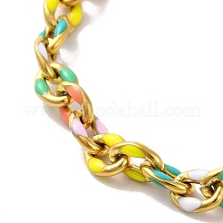 Bracelets à chaîne ovale en acier inoxydable 304 émaillé coloré pour femmes&nbsp;LS-BJEW-B079-02G