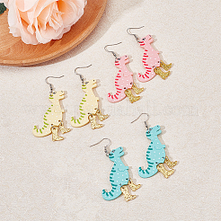 3 Paar 3 Farben Dinosaurier & High Heels Acryl-Ohrhänger&nbsp;EJEW-AN0002-79