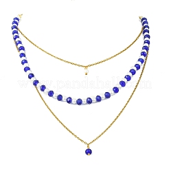 Ensemble collier et boucles d'oreilles superposés en acier inoxydable 304 et perles de verre&nbsp;SJEW-JS01384-01