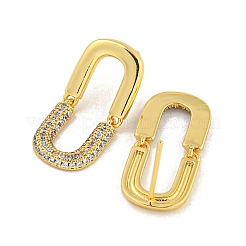 Orecchini a bottone rettangolari in ottone con micro pavé di zirconi trasparenti con placcatura a cremagliera&nbsp;EJEW-B061-05G