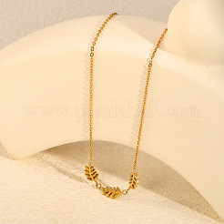 Colliers pendentifs à trois feuilles en acier inoxydable 304 pour femmes&nbsp;WG74C14-01