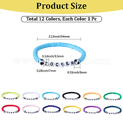 12 ensemble de bracelets extensibles en argile polymère et perles acryliques de 12 couleurs&nbsp;BJEW-GF0001-34