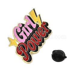 Pins en émail avec le mot « girl power » pour vêtements de femmes&nbsp;JEWB-F043-01A