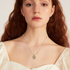 1 collier médaillon ovale en laiton avec strass en cristal Cupidon&nbsp;NJEW-HS0001-14