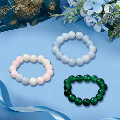 3 Stück 3 Farben natürliche Jade Stretch-Fingerringe für Frauen&nbsp;RJEW-GO0001-02