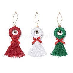 3 pendentif pompon décoratif en fils de coton tressés&nbsp;HJEW-JM03789
