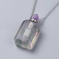 Natürliche edelstein parfümflasche anhänger halsketten&nbsp;NJEW-F251-08